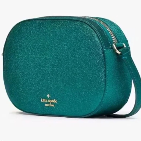 kate spade Handbags - Kate Spade Glimmer Oval Camera Bag Crossbody‎ Teal Glitter Shimmer NWT